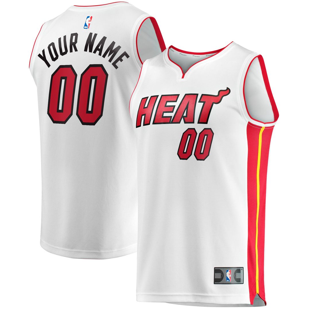 Miami Heat Fanatics Youth Fast Break Custom Replica Jersey - White - Association Edition Team Jersey Sports Fan Apparel