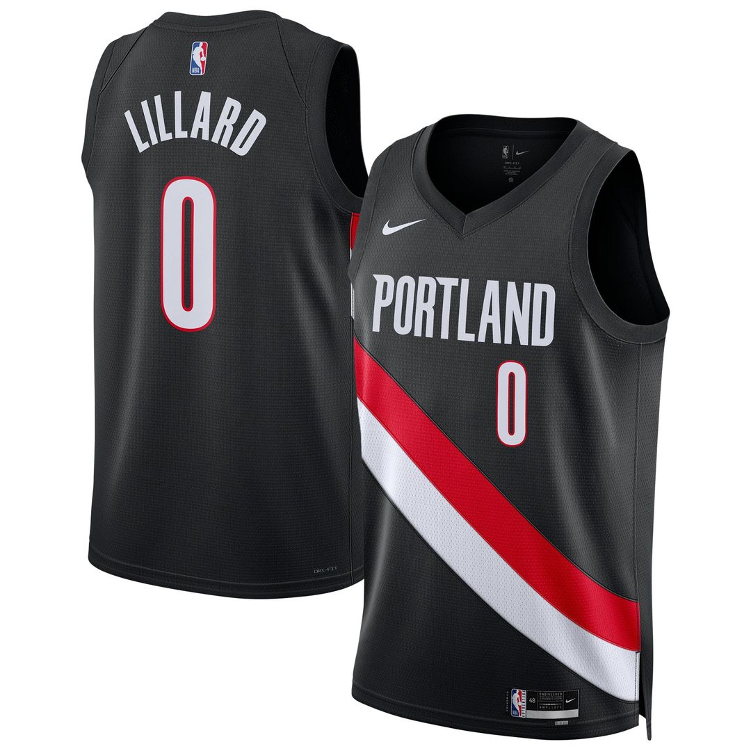 Portland Trail Blazers Damian Lillard Nike Unisex Swingman Player Jersey - Icon Edition - Black Team Jersey Sports Fan Apparel