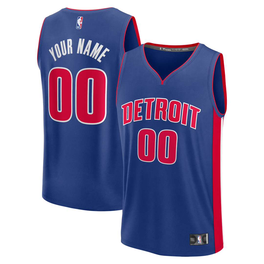 Detroit Pistons Fanatics Youth Fast Break Custom Jersey - Icon Edition - Blue Team Jersey Sports Fan Apparel