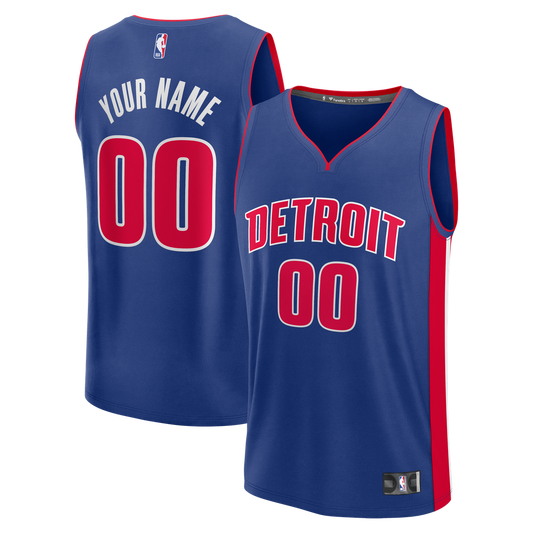 Detroit Pistons Fanatics Youth Fast Break Custom Jersey - Icon Edition - Blue Team Jersey Sports Fan Apparel