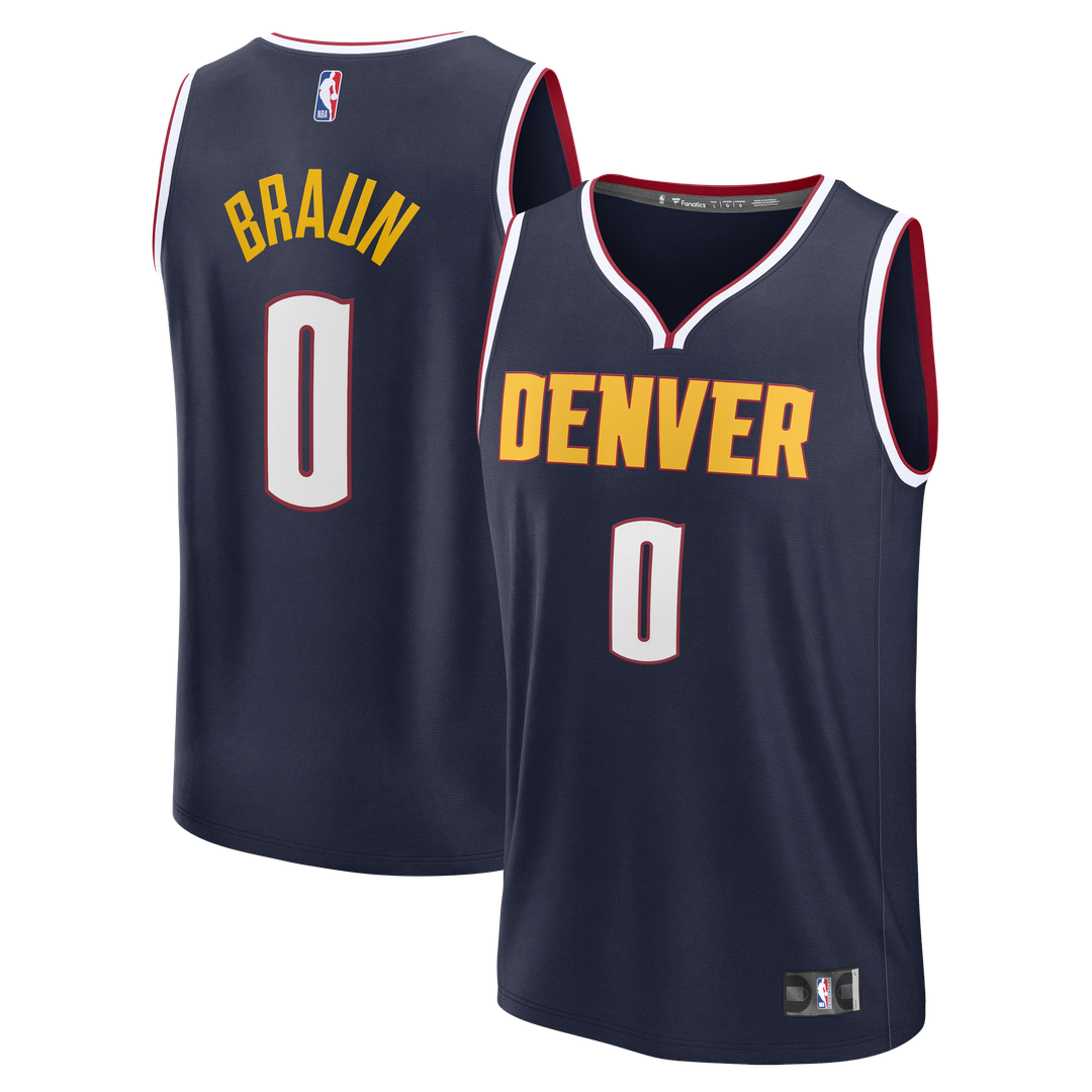 Denver Nuggets Christian Braun Fanatics Fast Break Replica Jersey - Icon Edition - Navy Team Jersey Sports Fan Apparel