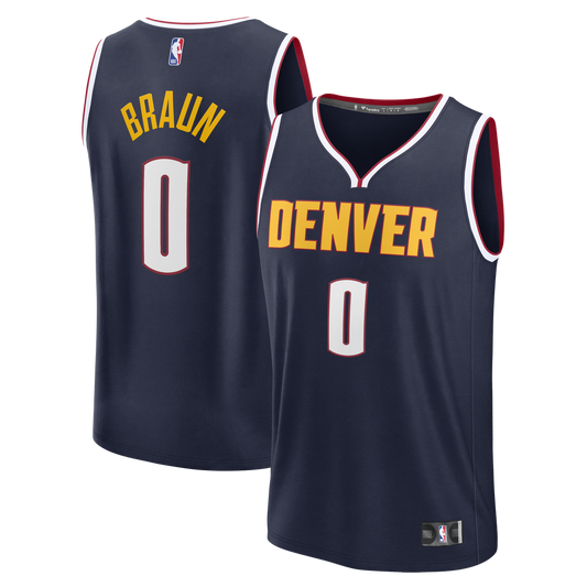 Denver Nuggets Christian Braun Fanatics Fast Break Replica Jersey - Icon Edition - Navy Team Jersey Sports Fan Apparel