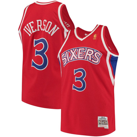 Philadelphia 76ers Allen Iverson Mitchell & Ness 1996/97 Hardwood Classics Swingman Jersey - Red Team Jersey Sports Fan Apparel
