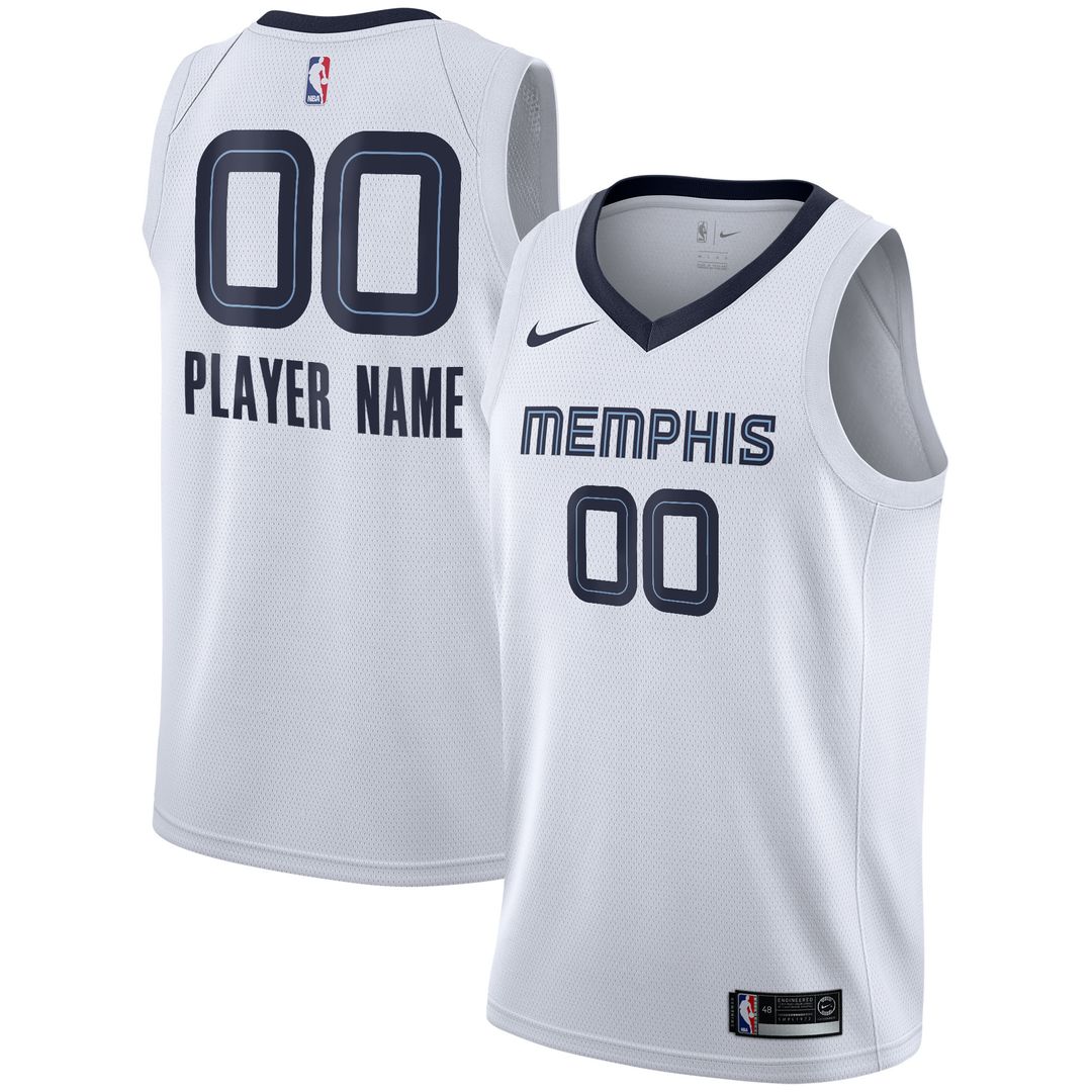 Memphis Grizzlies Nike 2020/21 Swingman Custom Jersey - Association Edition - White Team Jersey Sports Fan Apparel