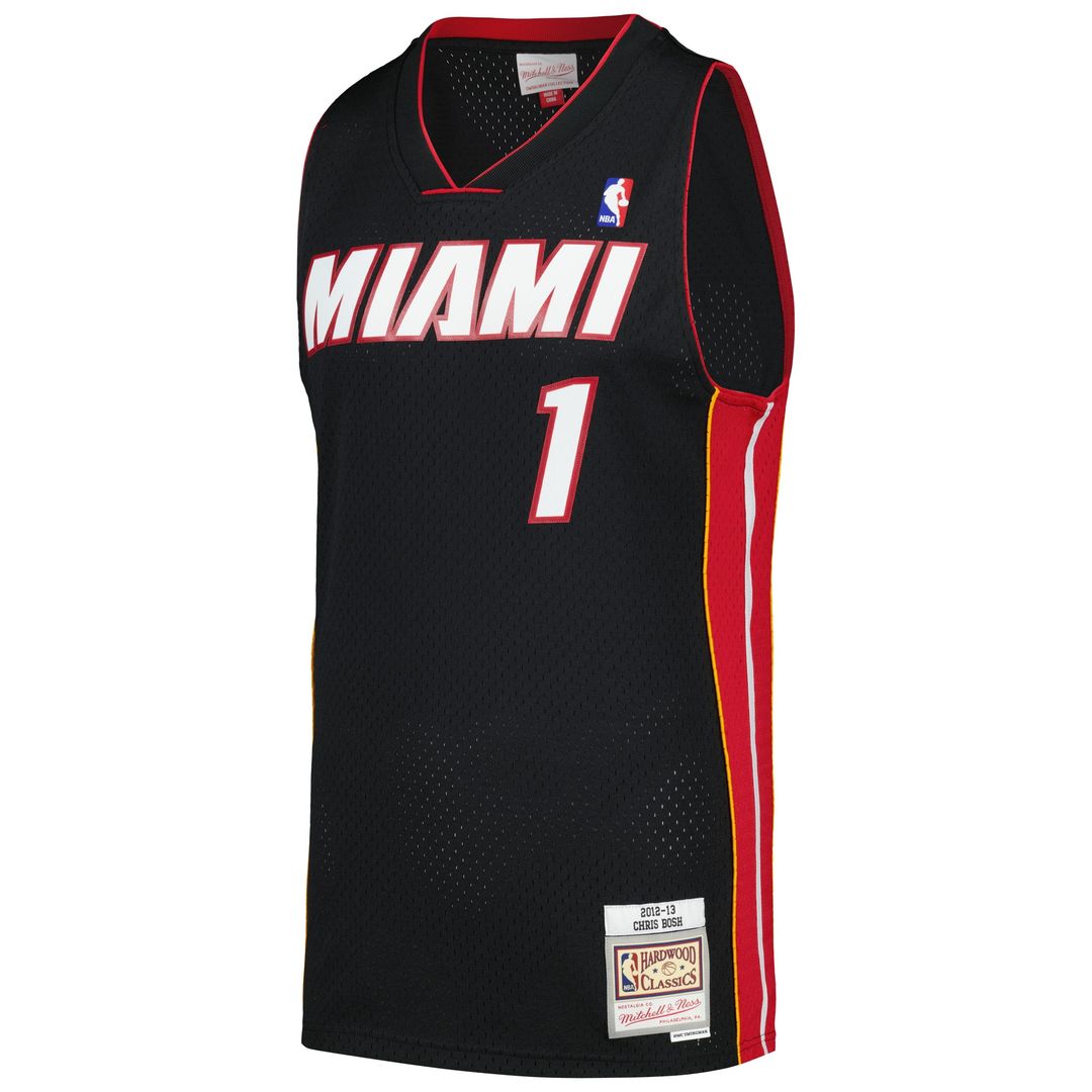 Miami Heat Chris Bosh Mitchell & Ness 2012/13 Hardwood Classics Swingman Jersey - Black Team Jersey Sports Fan Apparel