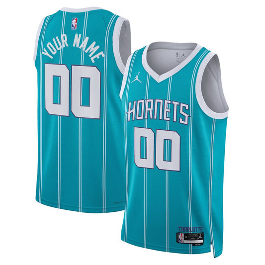 Charlotte Hornets Jordan Brand Unisex Swingman Custom Jersey Teal - Icon Edition Team Jersey Sports Fan Apparel