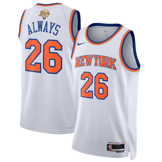 New York Knicks Nike Unisex 2026 NBA Finals Champions Always 26 Swingman Jersey - White - Association Edition Team Jersey Sports Fan Apparel
