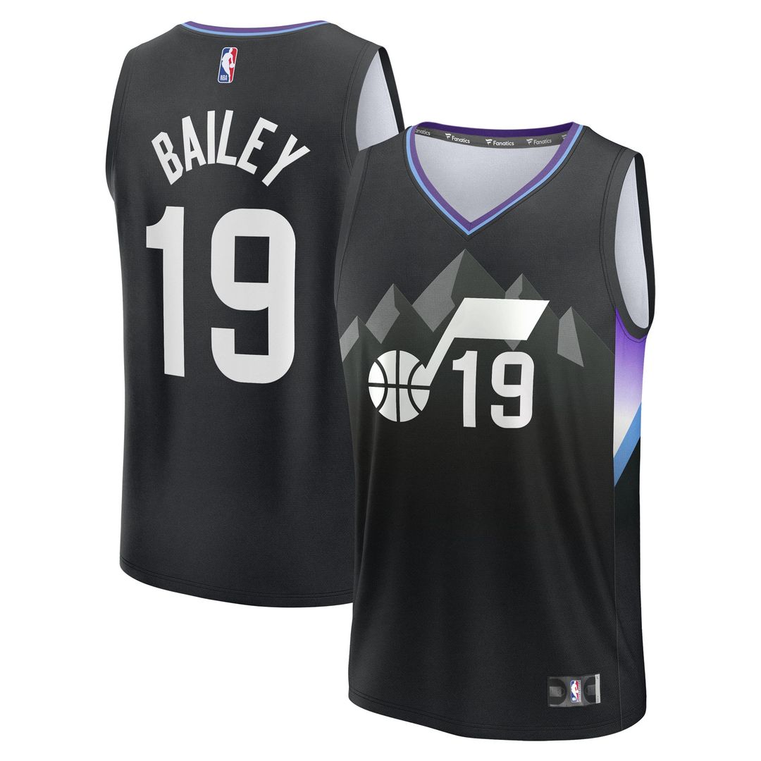 Utah Jazz Ace Bailey Fanatics Youth 2025 NBA Draft First Round Pick Fast Break Replica Jersey - Statement Edition - Black Team Jersey Sports Fan Appar