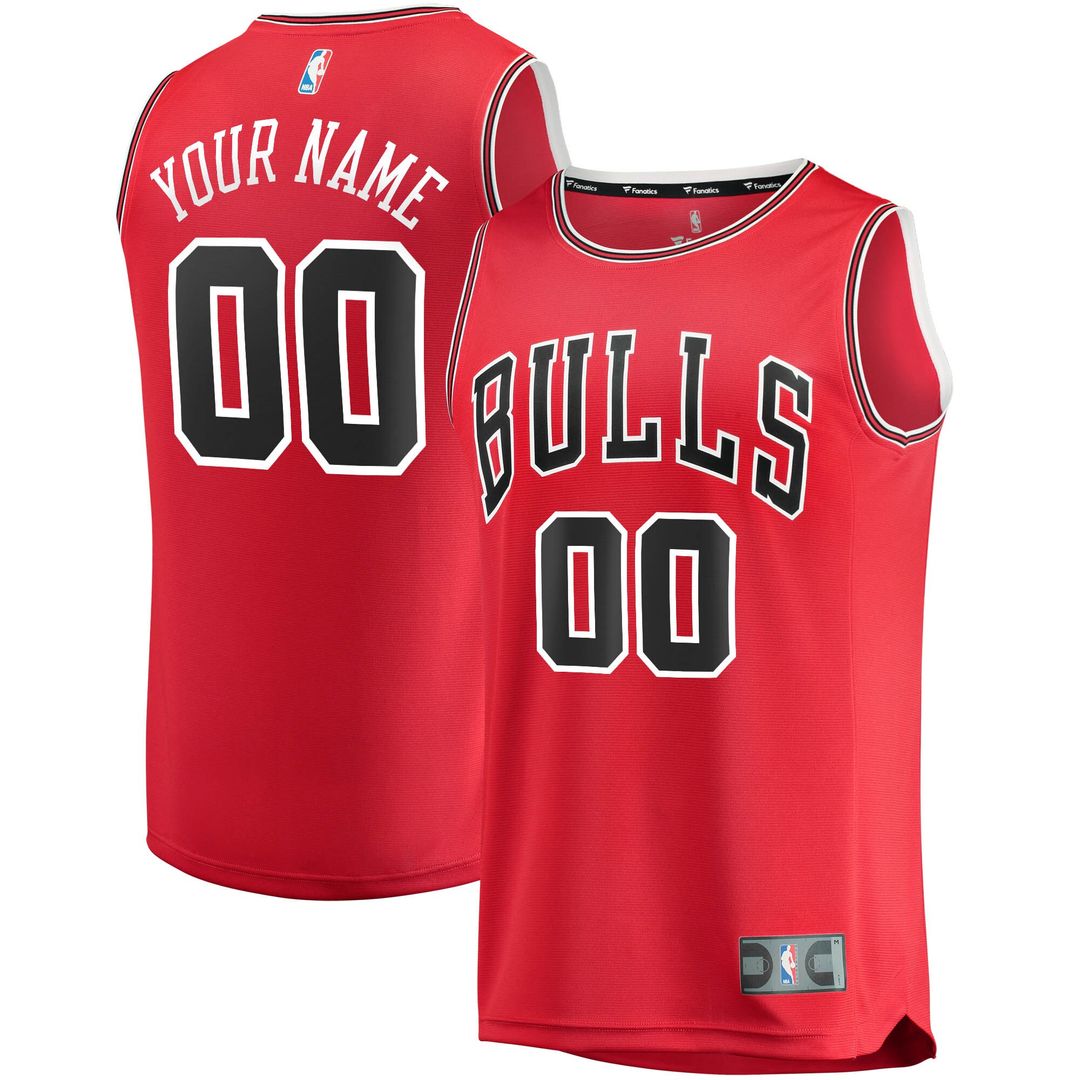 Chicago Bulls Fanatics Youth Fast Break Custom Replica Jersey Red - Icon Edition Team Jersey Sports Fan Apparel