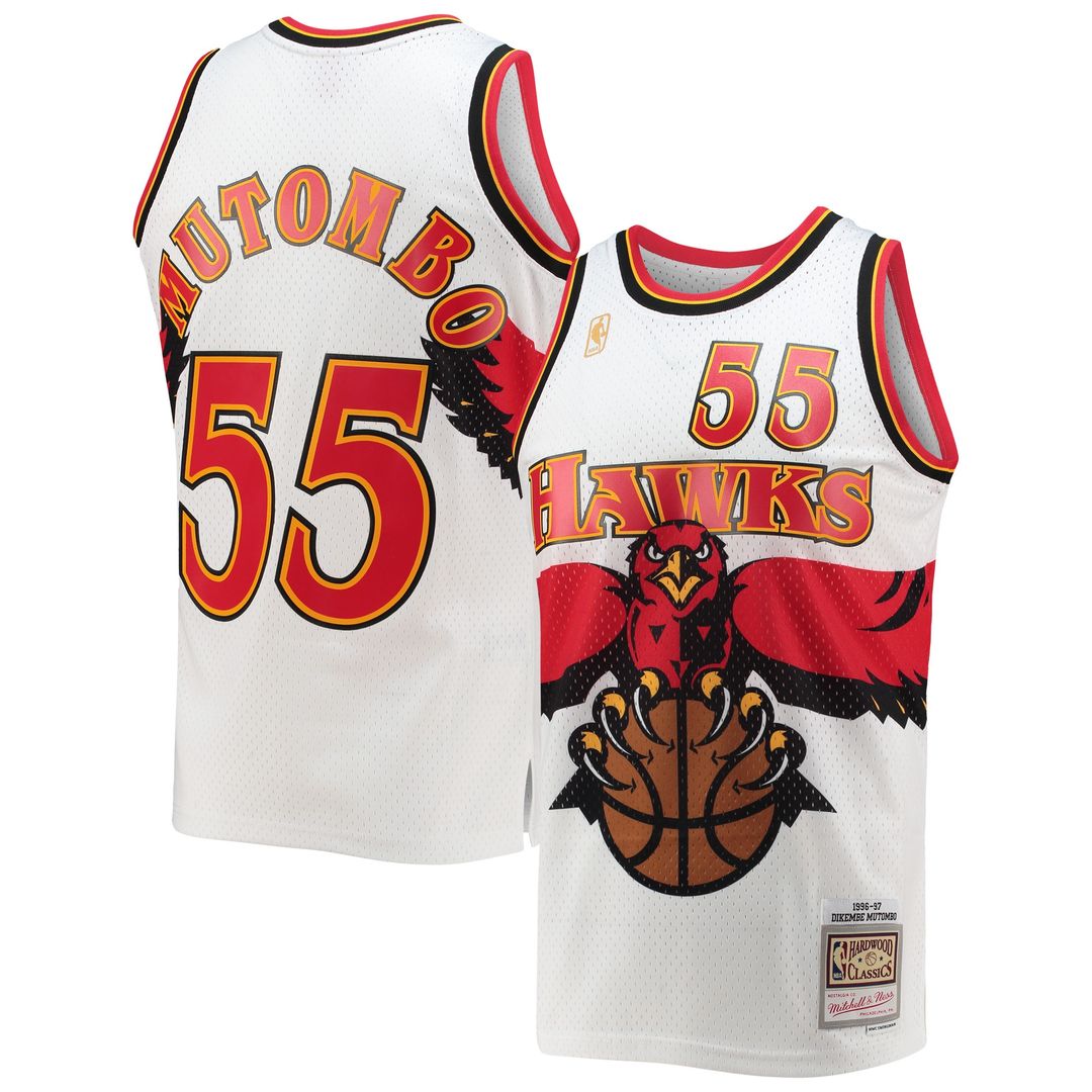 Atlanta Hawks Dikembe Mutombo Mitchell & Ness 1996/97 Hardwood Classics Swingman Jersey - White Team Jersey Sports Fan Apparel