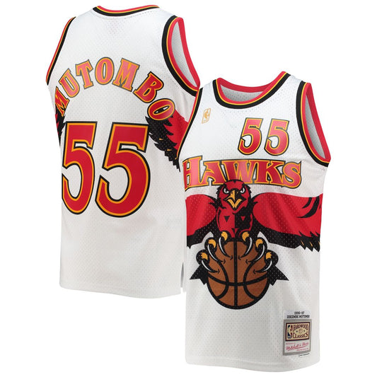 Atlanta Hawks Dikembe Mutombo Mitchell & Ness 1996/97 Hardwood Classics Swingman Jersey - White Team Jersey Sports Fan Apparel