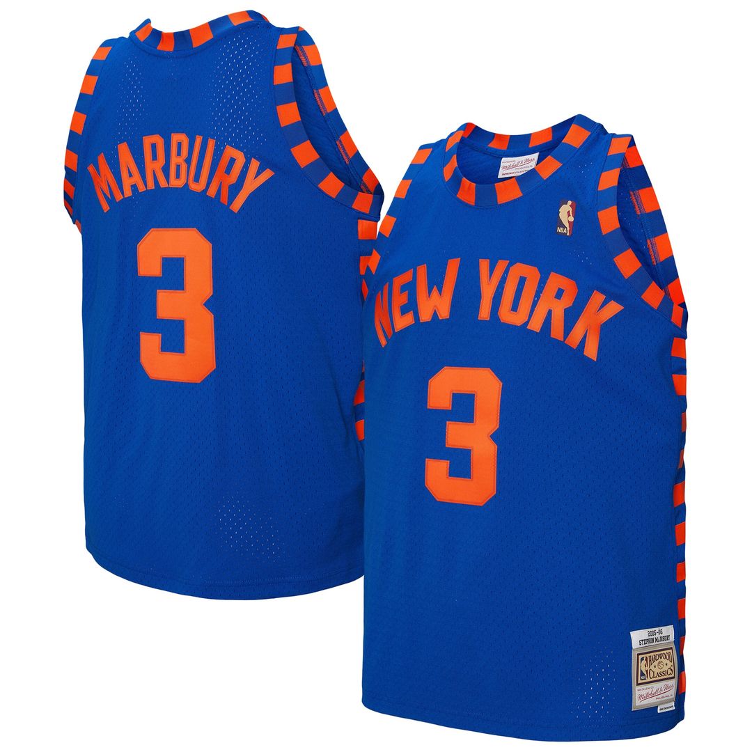 New York Knicks Stephon Marbury Mitchell & Ness 2005/06 Hardwood Classics Swingman Jersey - Blue Team Jersey Sports Fan Apparel