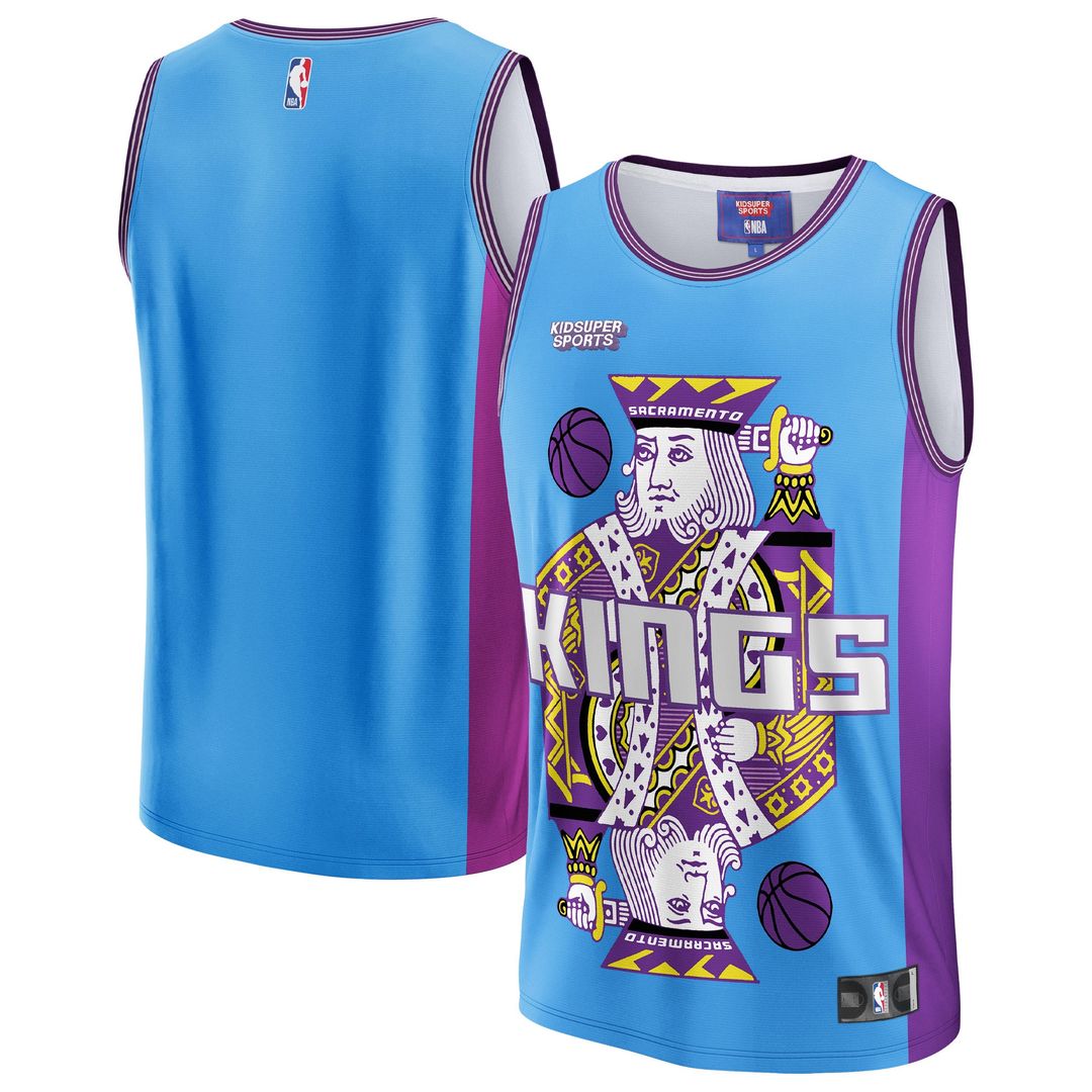 Sacramento Kings NBA & KidSuper Studios by Fanatics Unisex Hometown Jersey - Blue Team Jersey Sports Fan Apparel