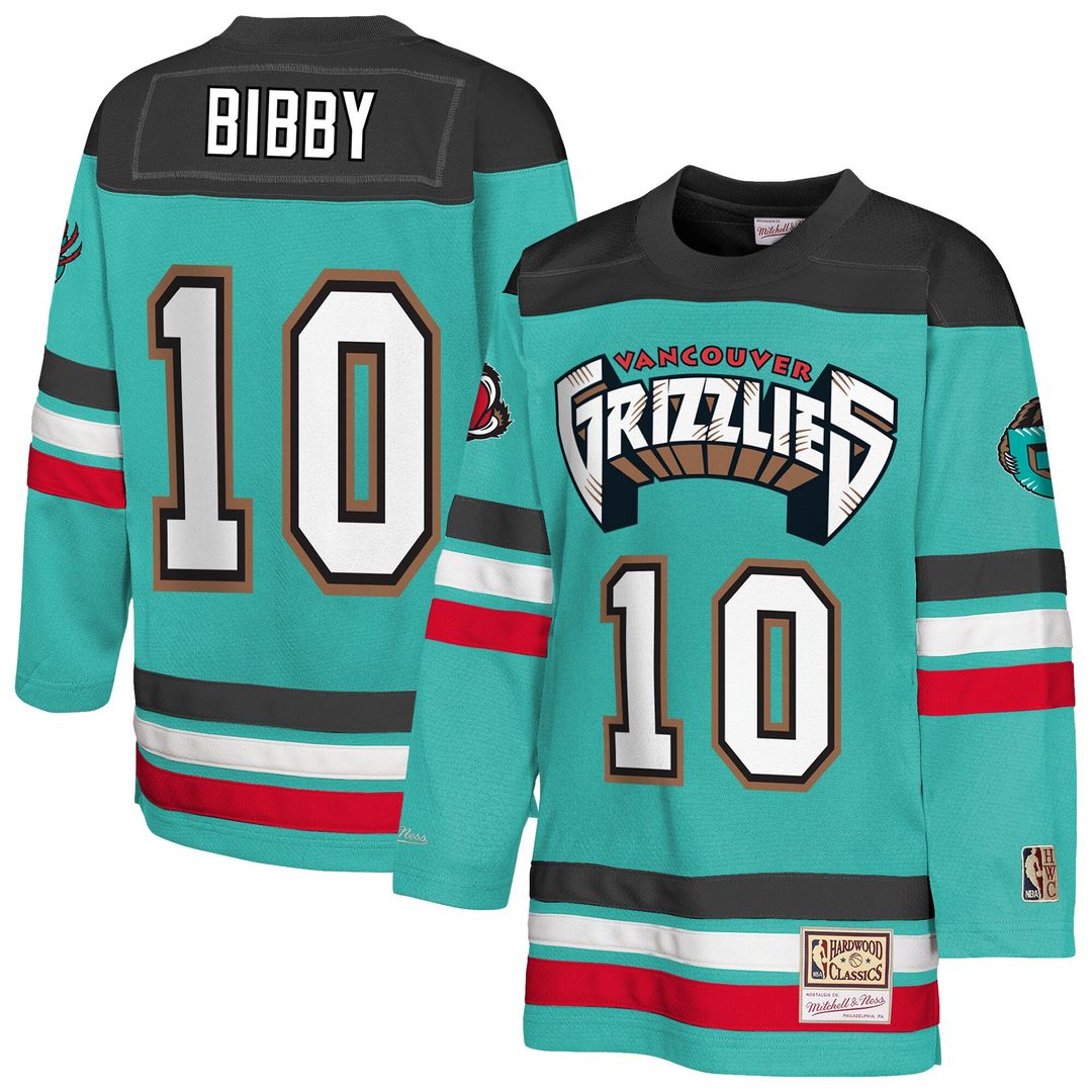 Memphis Grizzlies Mike Bibby Mitchell & Ness Youth Maxxed Out 2.0 Fashion Hockey Jersey - Turquoise Team Jersey Sports Fan Apparel