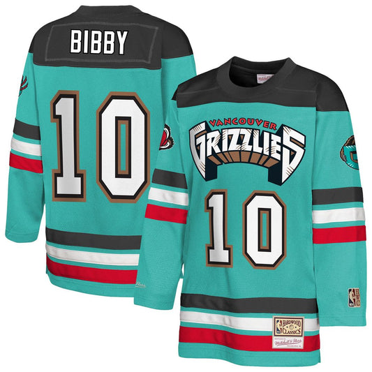 Memphis Grizzlies Mike Bibby Mitchell & Ness Youth Maxxed Out 2.0 Fashion Hockey Jersey - Turquoise Team Jersey Sports Fan Apparel