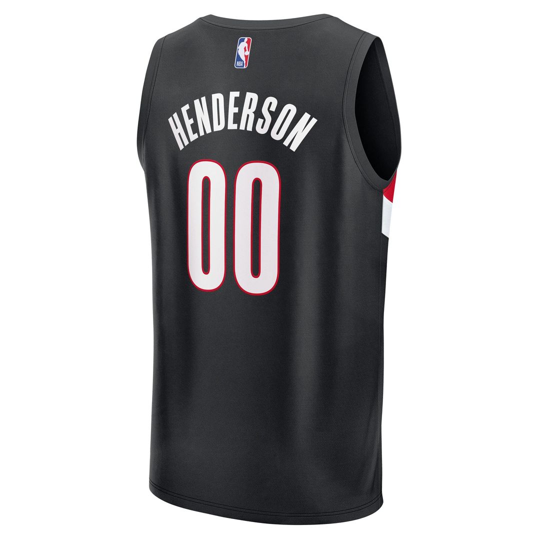 Portland Trail Blazers Scoot Henderson Fanatics Fast Break Replica Jersey - Icon Edition - Black Team Jersey Sports Fan Apparel