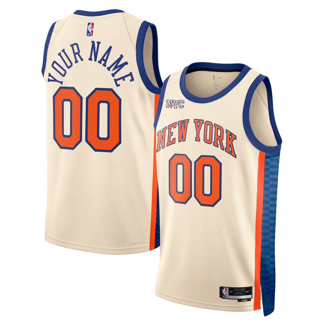 New York Knicks Nike Unisex 2025/26 City Edition Swingman Custom Jersey - Cream Team Jersey Sports Fan Apparel