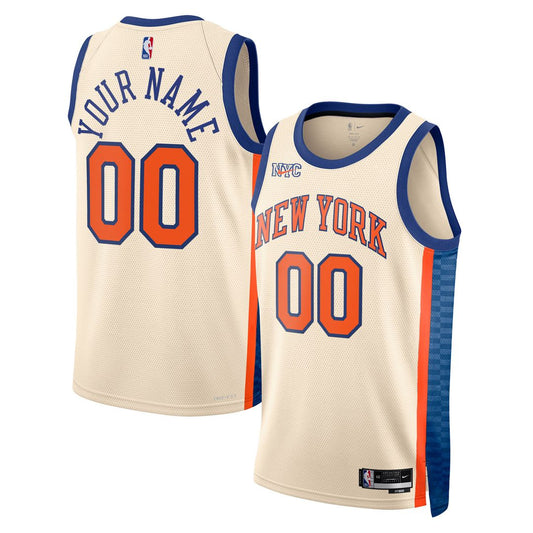 New York Knicks Nike Unisex 2025/26 City Edition Swingman Custom Jersey - Cream Team Jersey Sports Fan Apparel