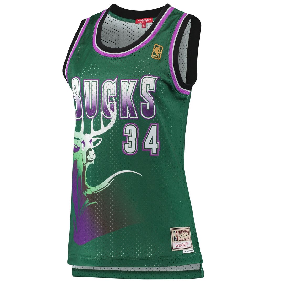Milwaukee Bucks Ray Allen Mitchell & Ness Women's 1996/97 Hardwood Classics Swingman Jersey - Green Team Jersey Sports Fan Apparel