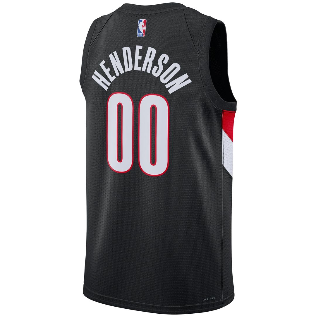 Portland Trail Blazers Scoot Henderson Nike Unisex Swingman Jersey - Icon Edition - Black Team Jersey Sports Fan Apparel