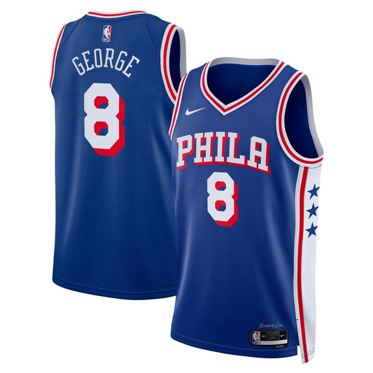 Philadelphia 76ers Paul George Nike Unisex 2024 Offseason Addition Nike Swingman Jersey - Royal Team Jersey Sports Fan Apparel
