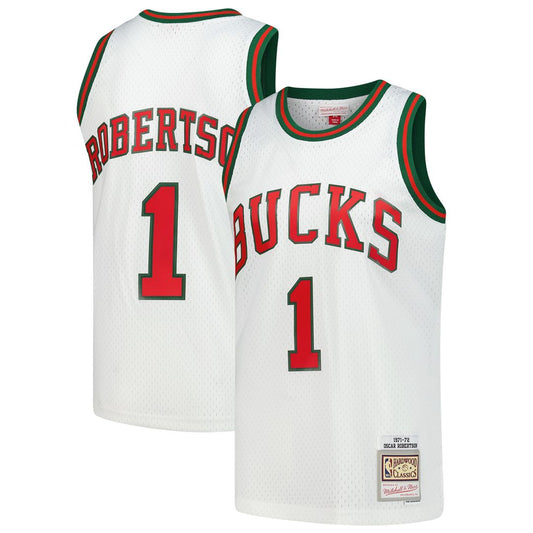 Milwaukee Bucks Oscar Robertson Mitchell & Ness Hardwood Classics Swingman Jersey - White Team Jersey Sports Fan Apparel