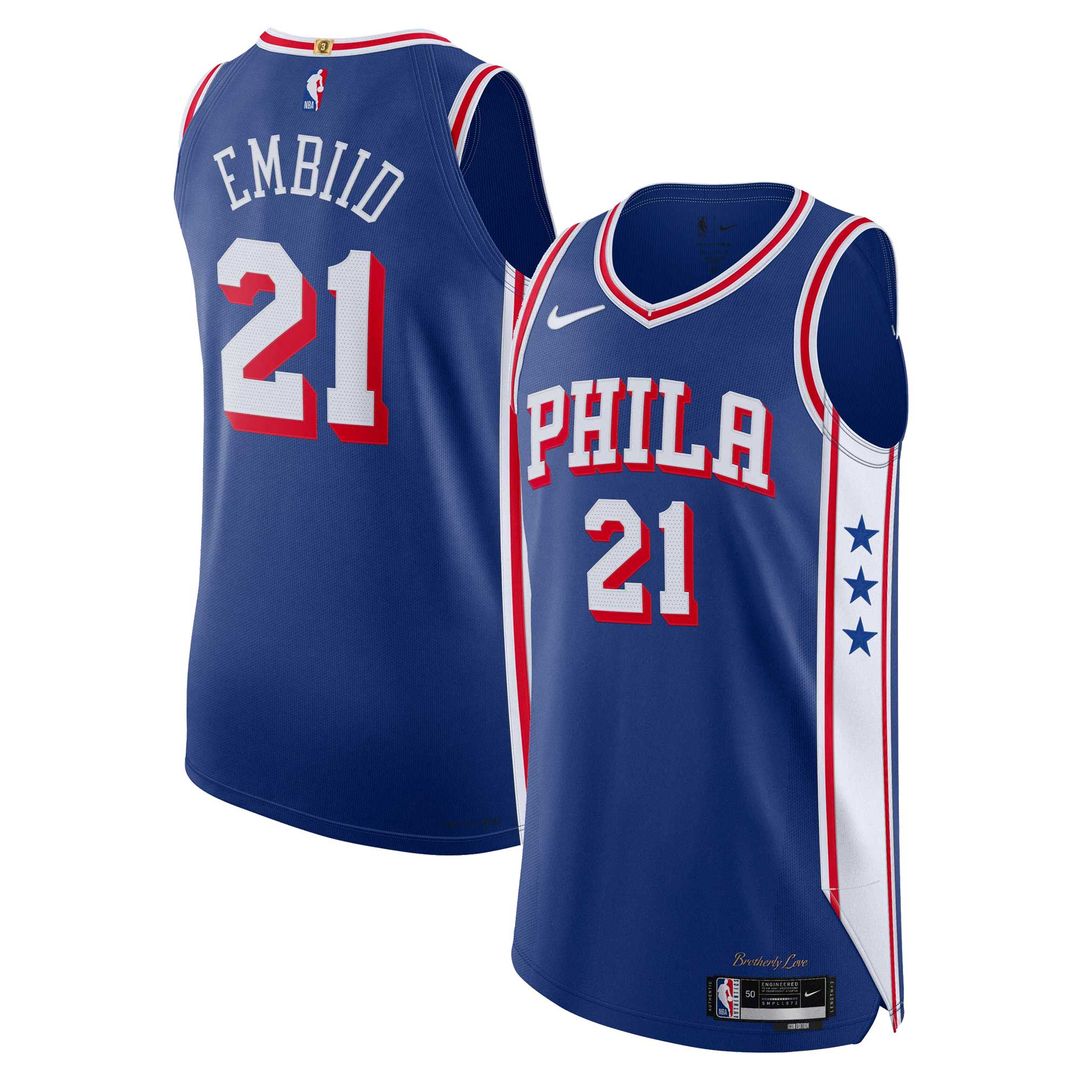 Philadelphia 76ers Joel Embiid Nike Authentic Jersey - Icon Edition - Royal Team Jersey Sports Fan Apparel