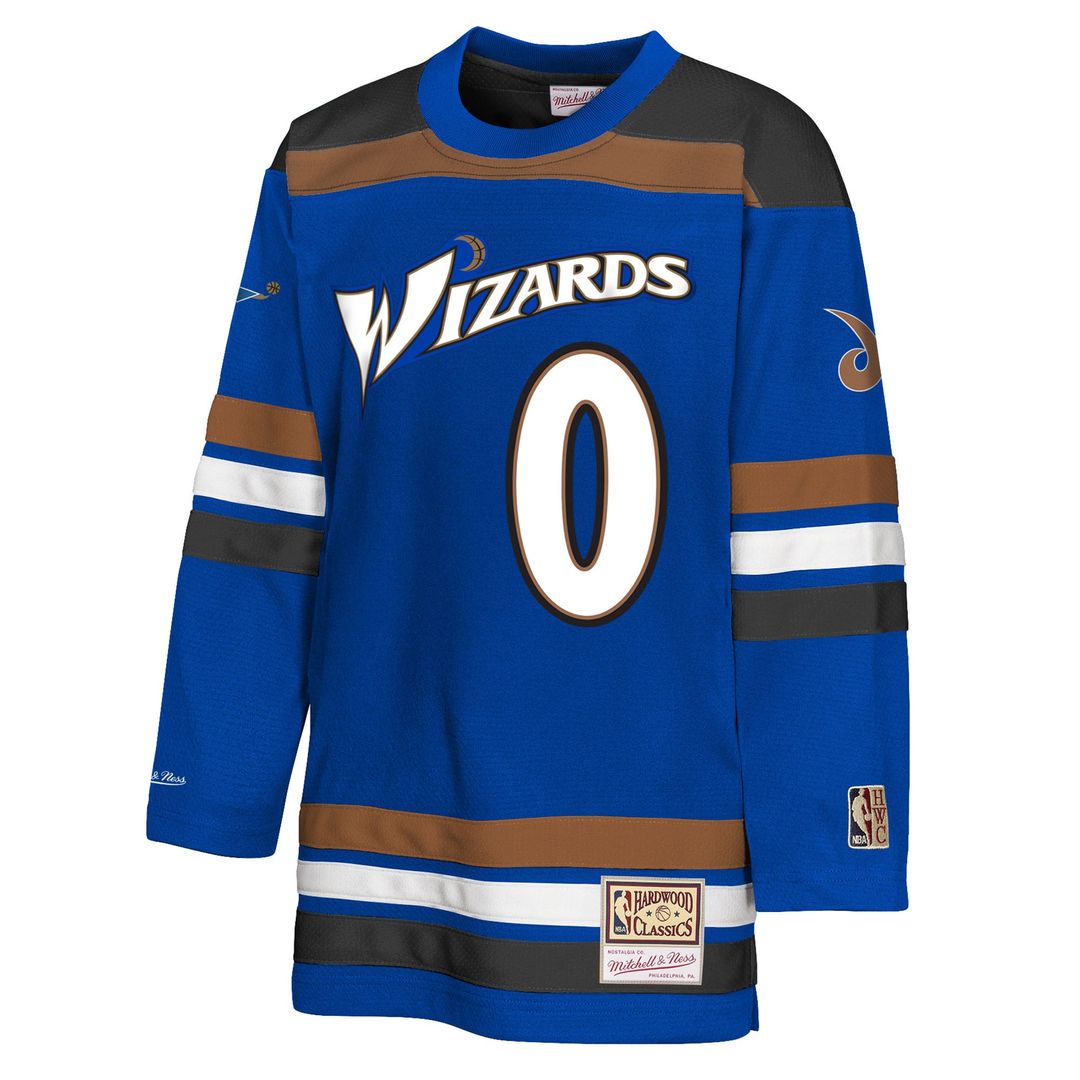 Washington Wizards Gilbert Arenas Mitchell & Ness Youth Maxxed Out 2.0 Fashion Hockey Jersey - Blue Team Jersey Sports Fan Apparel