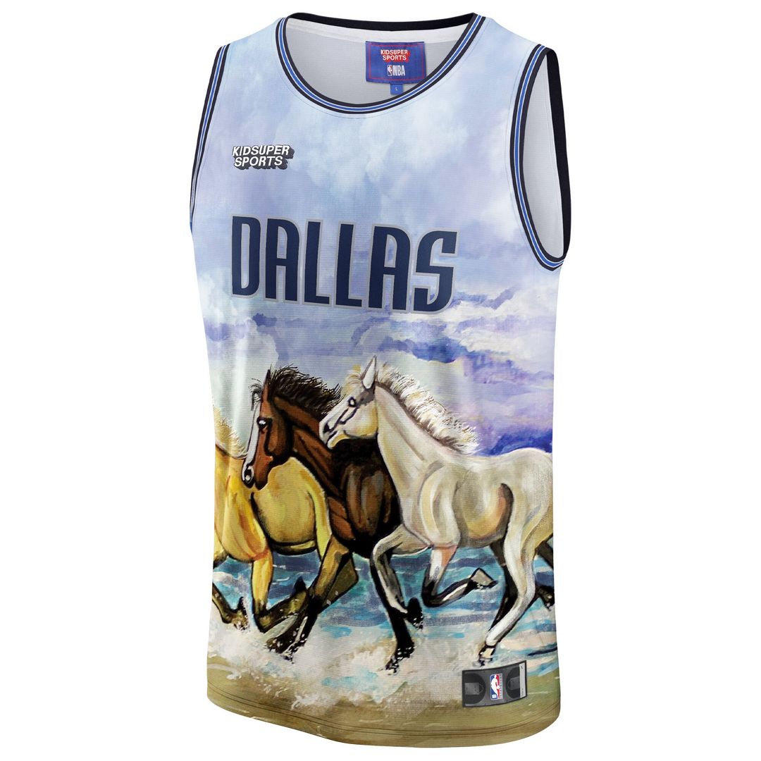 Dallas Mavericks NBA & KidSuper Studios by Fanatics Unisex Hometown Jersey - Blue Team Jersey Sports Fan Apparel
