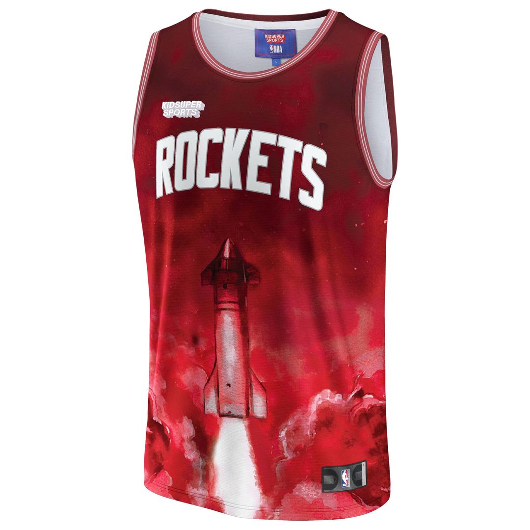 Houston Rockets NBA & KidSuper Studios by Fanatics Unisex Hometown Jersey - Red Team Jersey Sports Fan Apparel
