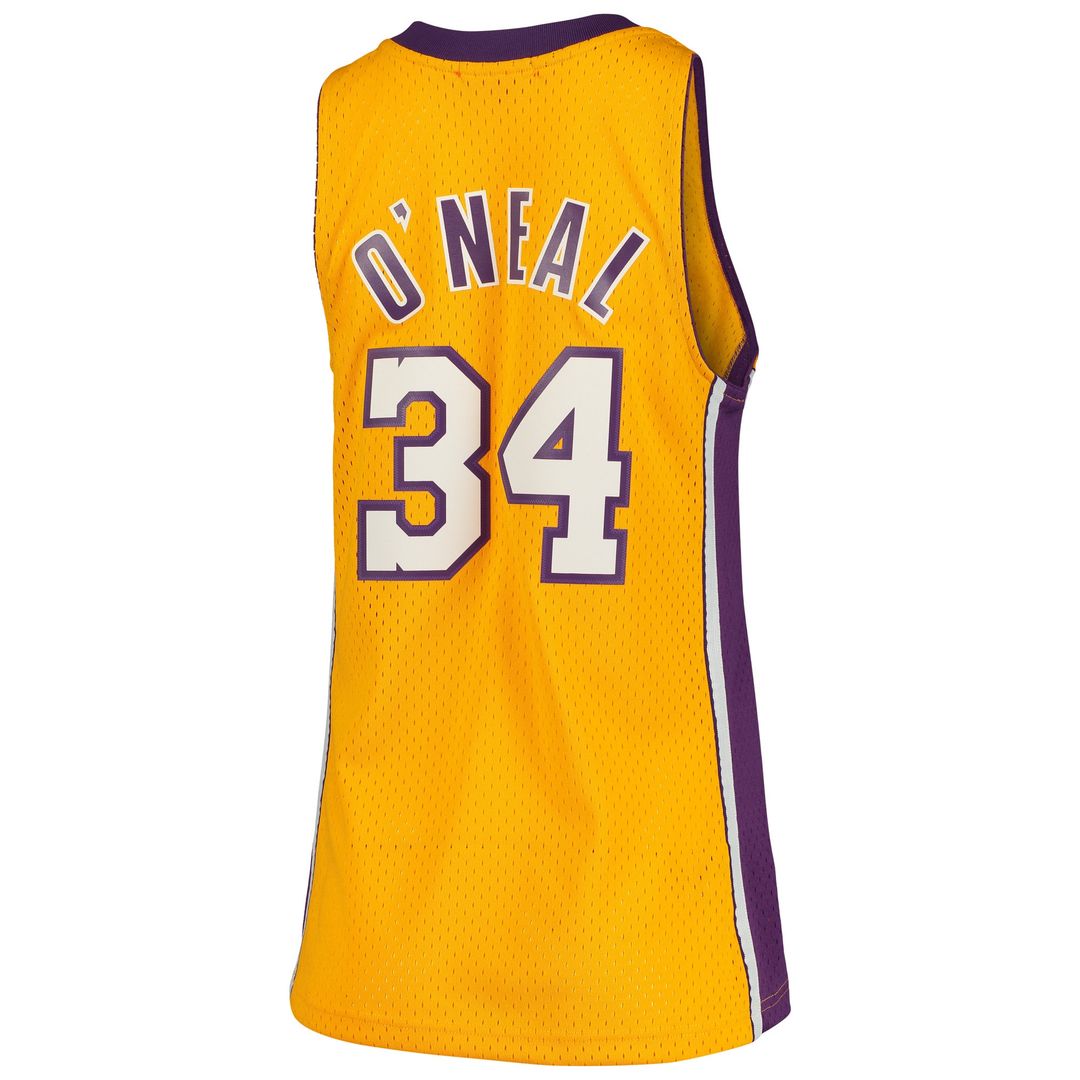 Los Angeles Lakers Shaquille O'Neal Mitchell & Ness Women's 1999/00 Hardwood Classics Swingman Jersey - Gold Team Jersey Sports Fan Apparel