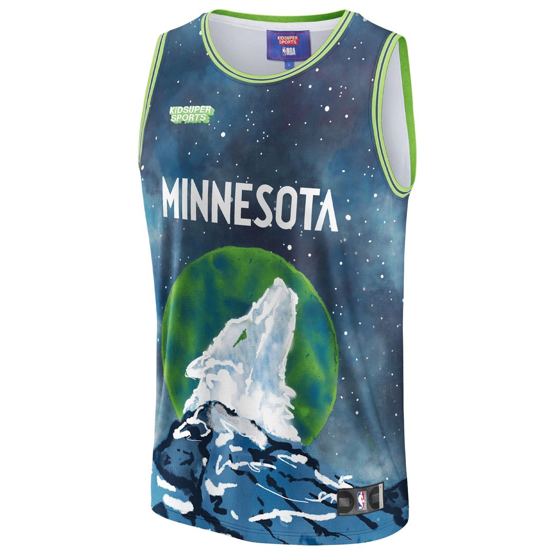 Minnesota Timberwolves NBA & KidSuper Studios by Fanatics Unisex Hometown Jersey - Blue Team Jersey Sports Fan Apparel