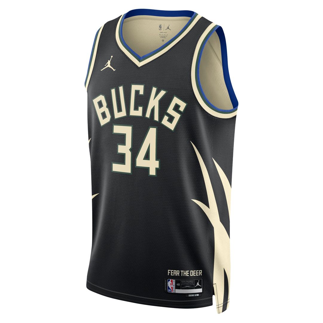 Milwaukee Bucks Giannis Antetokounmpo Jordan Brand Unisex Swingman Jersey - Statement Edition - Black Team Jersey Sports Fan Apparel