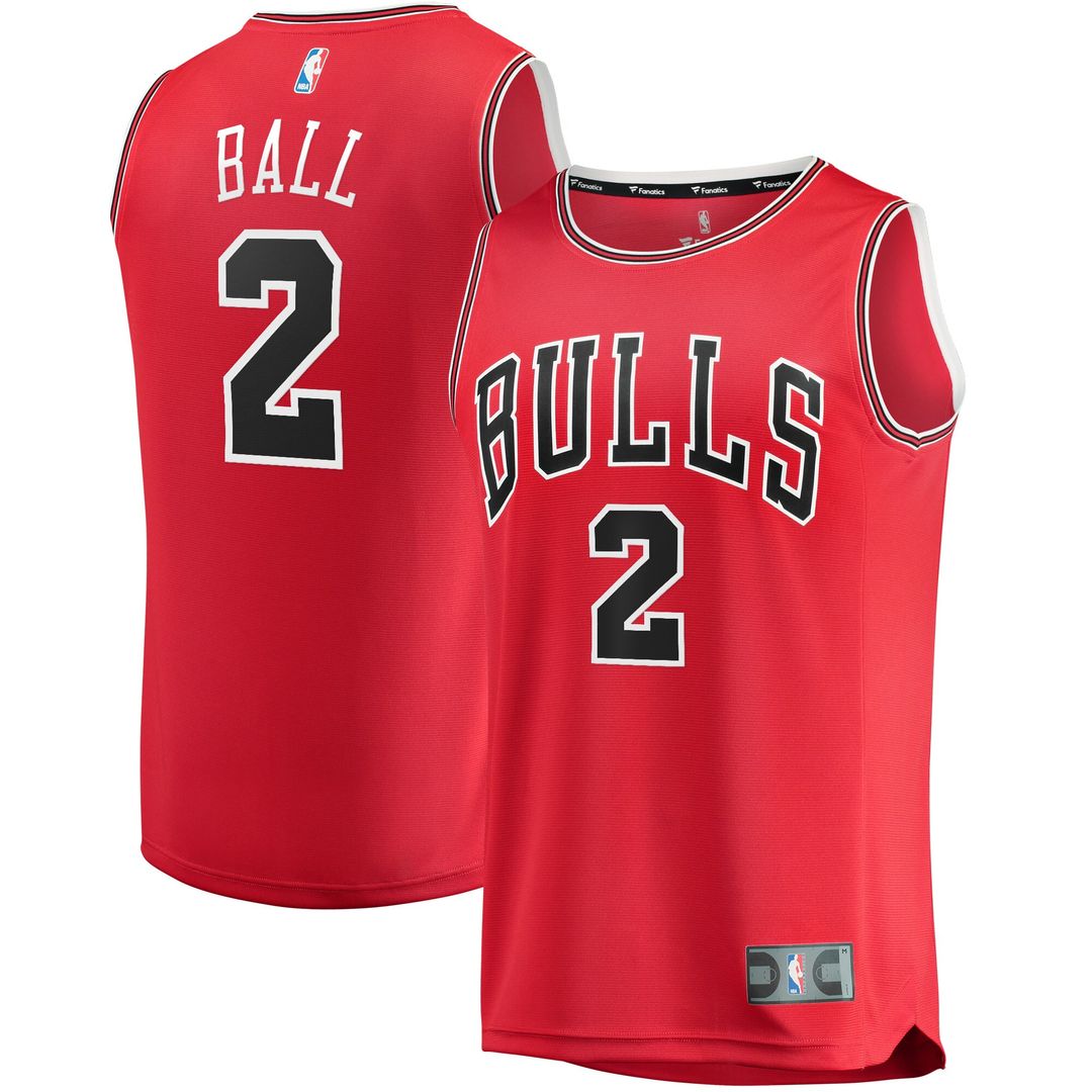 Chicago Bulls Lonzo Ball Fanatics Youth Fast Break Road Replica Jersey - Icon Edition - Red Team Jersey Sports Fan Apparel