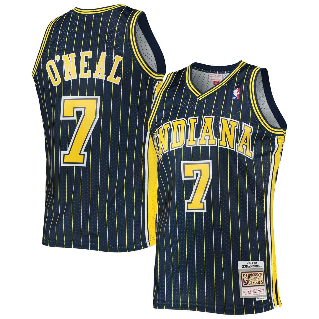Indiana Pacers Jermaine O'Neal Mitchell & Ness 2003/04 Hardwood Classics Swingman Jersey - Navy Team Jersey Sports Fan Apparel