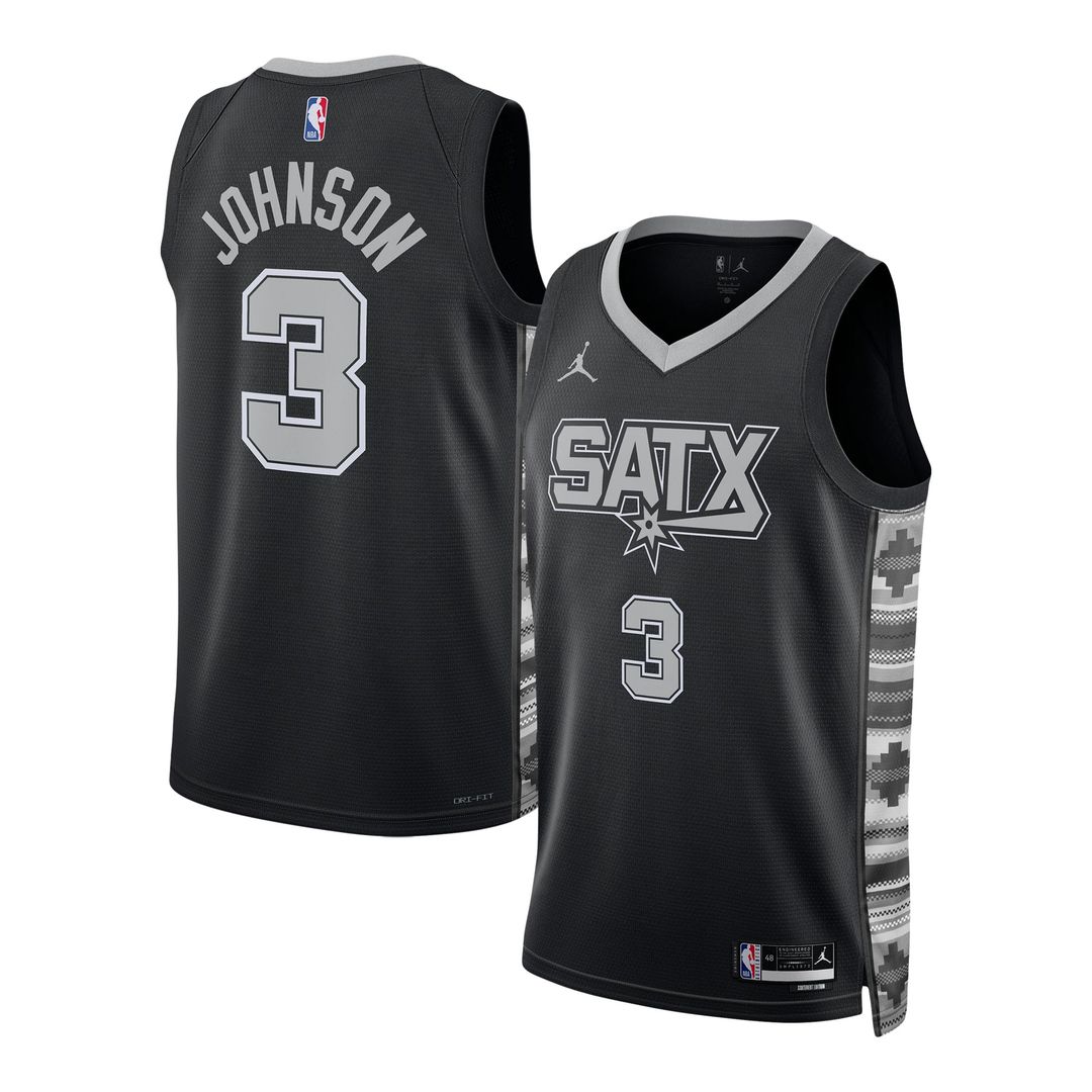 San Antonio Spurs Keldon Johnson Jordan Brand Unisex Swingman Jersey - Statement Edition - Black Team Jersey Sports Fan Apparel