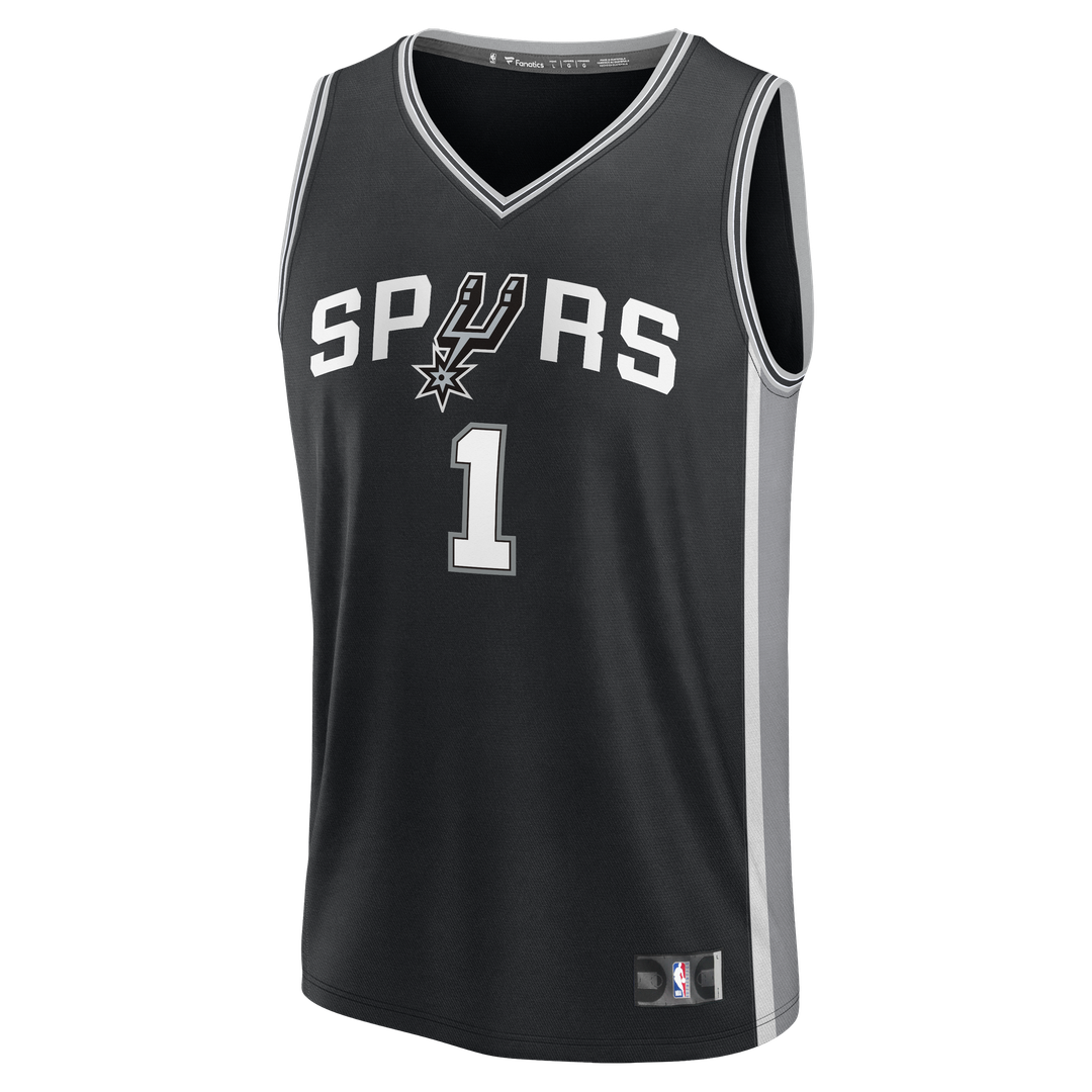 San Antonio Spurs Victor Wembanyama Fanatics Youth 2026 NBA Finals Patch Fast Break Replica Jersey - Black - Icon Edition Team Jersey Sports Fan Appar