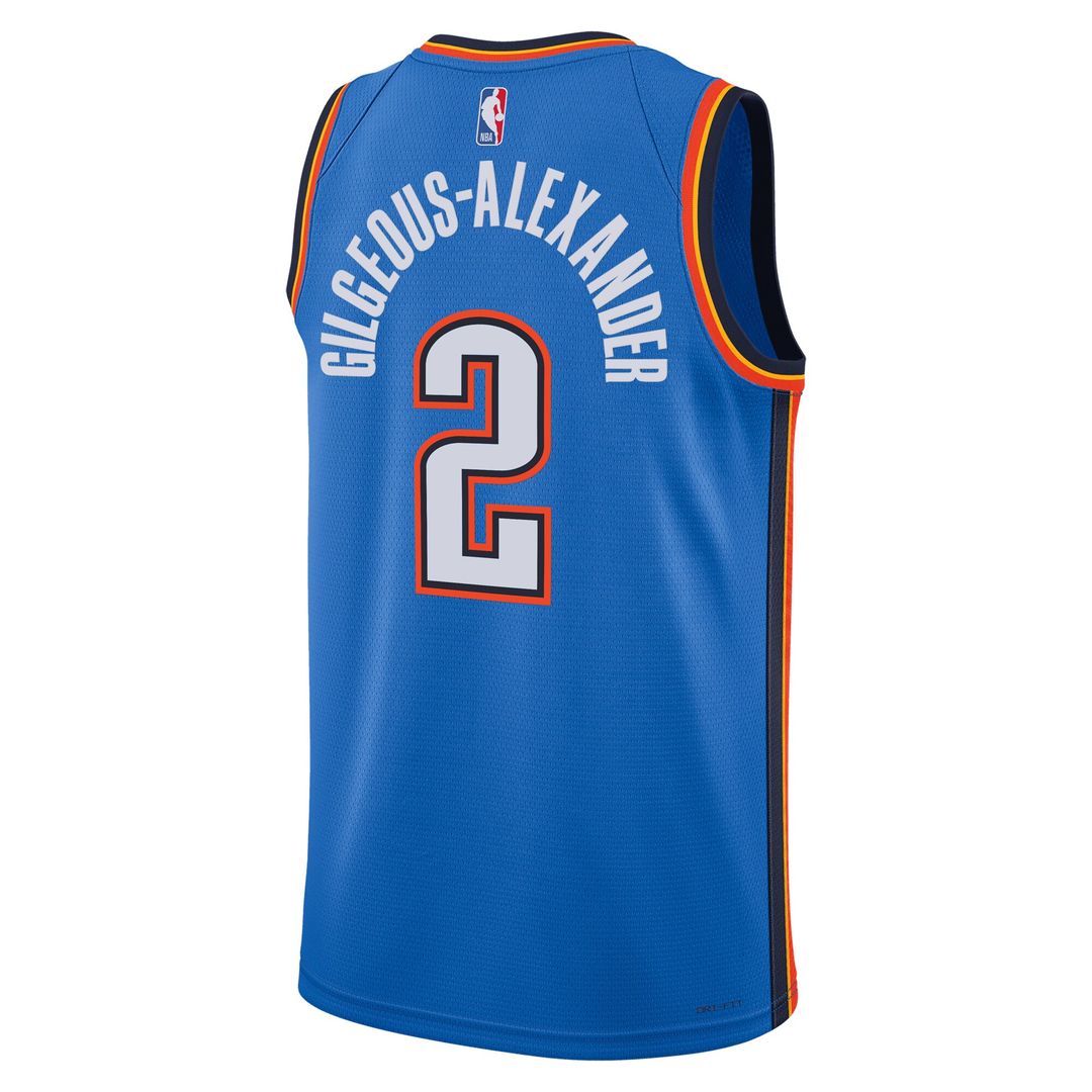 Oklahoma City Thunder Shai Gilgeous - Alexander Nike Unisex Badge Swingman Replica Jersey - Icon Edition - Blue Team Jersey Sports Fan Apparel