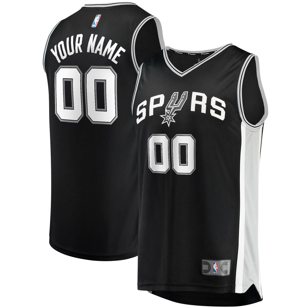 San Antonio Spurs Fanatics Youth Fast Break Custom Replica Jersey Black - Icon Edition Team Jersey Sports Fan Apparel