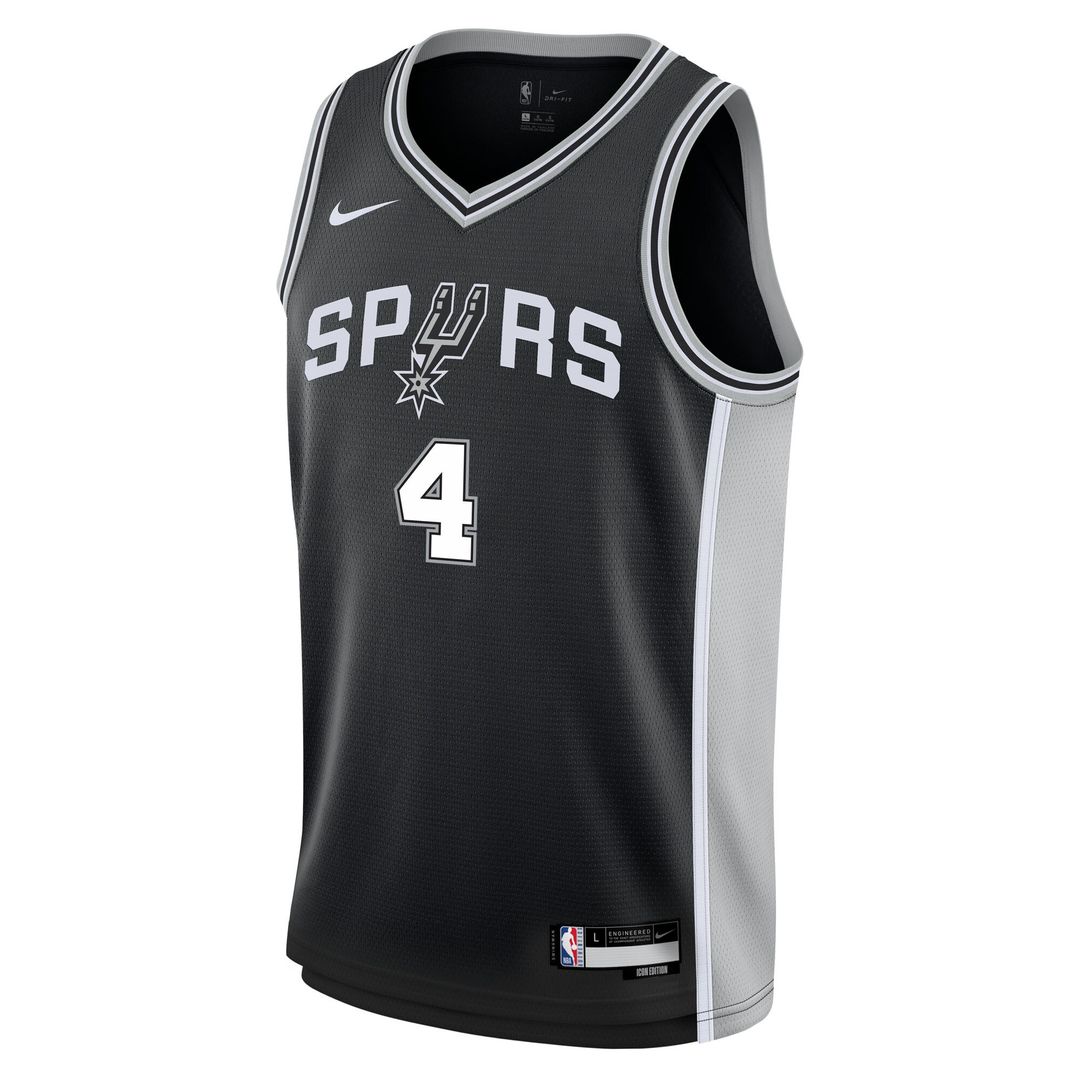 San Antonio Spurs De'Aaron Fox Nike Youth Swingman Jersey - Icon Edition - Black Team Jersey Sports Fan Apparel