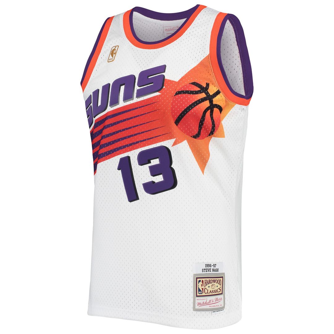 Phoenix Suns Steve Nash Mitchell & Ness 1996/97 Hardwood Classics Swingman Jersey - White Team Jersey Sports Fan Apparel