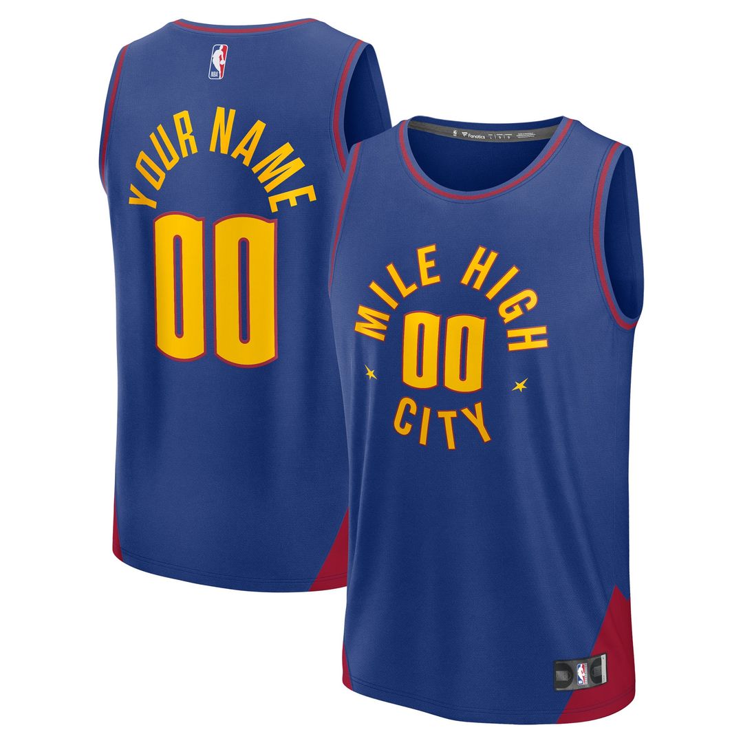 Denver Nuggets Fanatics Youth Fast Break Custom Replica Jersey - Navy - Icon Edition Team Jersey Sports Fan Apparel