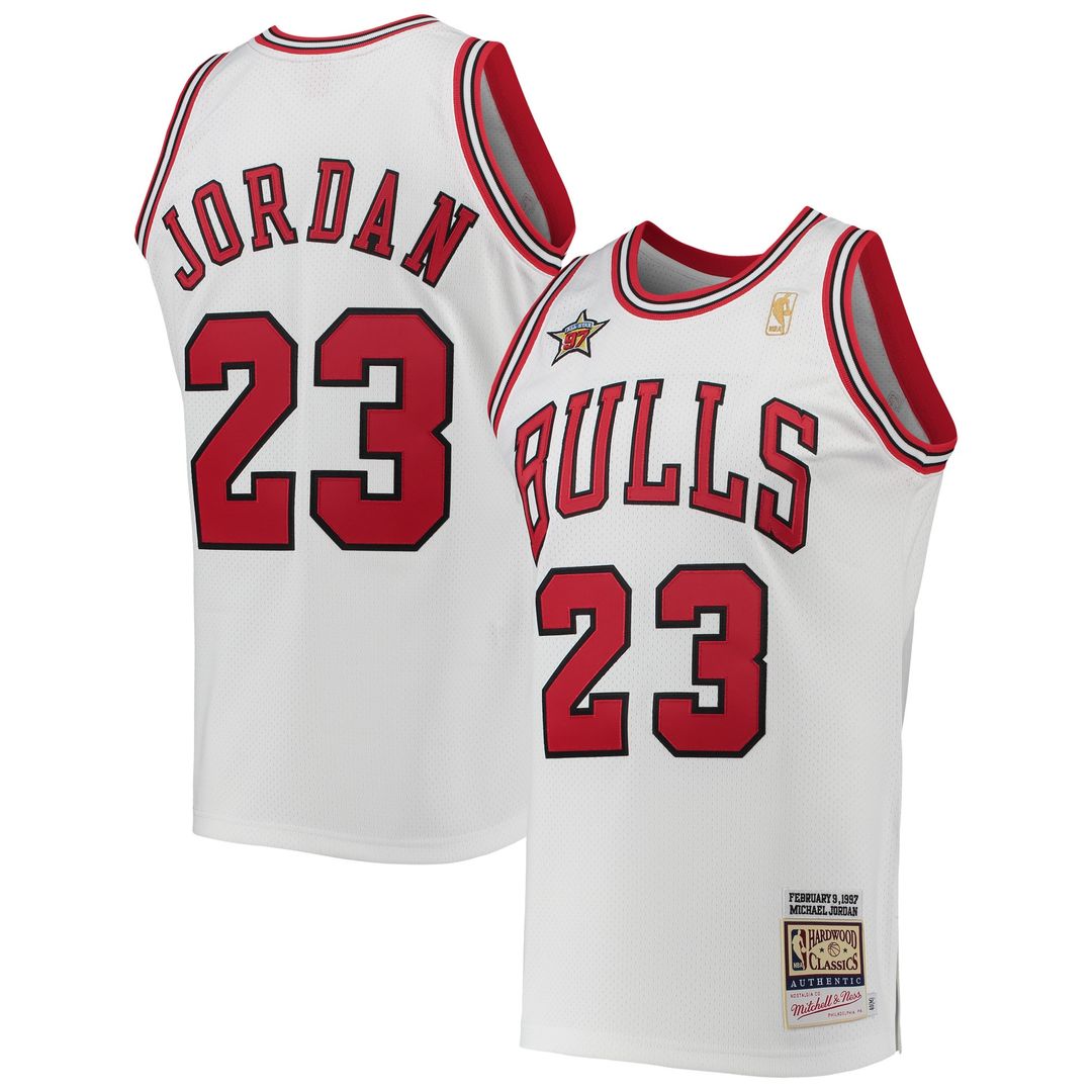 Chicago Bulls Michael Jordan Mitchell & Ness 1997 NBA All - Star Game Hardwood Classics Authentic Jersey - White Team Jersey Sports Fan Apparel