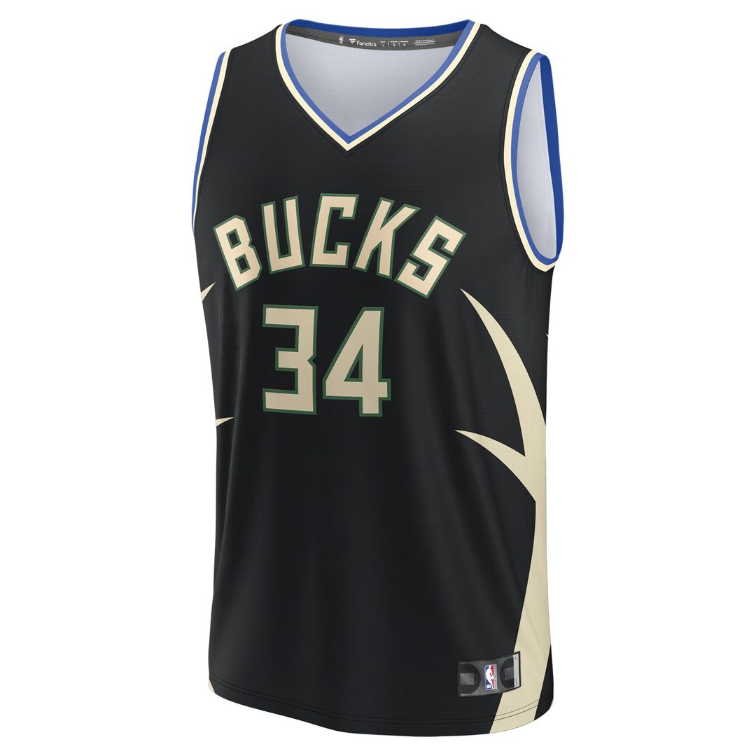 Milwaukee Bucks Giannis Antetokounmpo Fanatics Youth Fast Break Replica Player Jersey - Statement Edition - Black Team Jersey Sports Fan Apparel