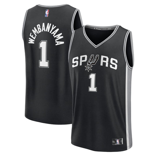 San Antonio Spurs Victor Wembanyama Fanatics Youth Fast Break Replica Player Jersey - Icon Edition - Black Team Jersey Sports Fan Apparel