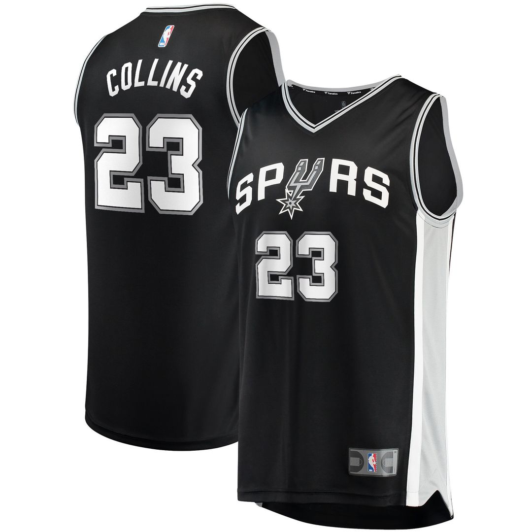 San Antonio Spurs Zach Collins Fanatics Fast Break Replica Jersey - Icon Edition - Black Team Jersey Sports Fan Apparel