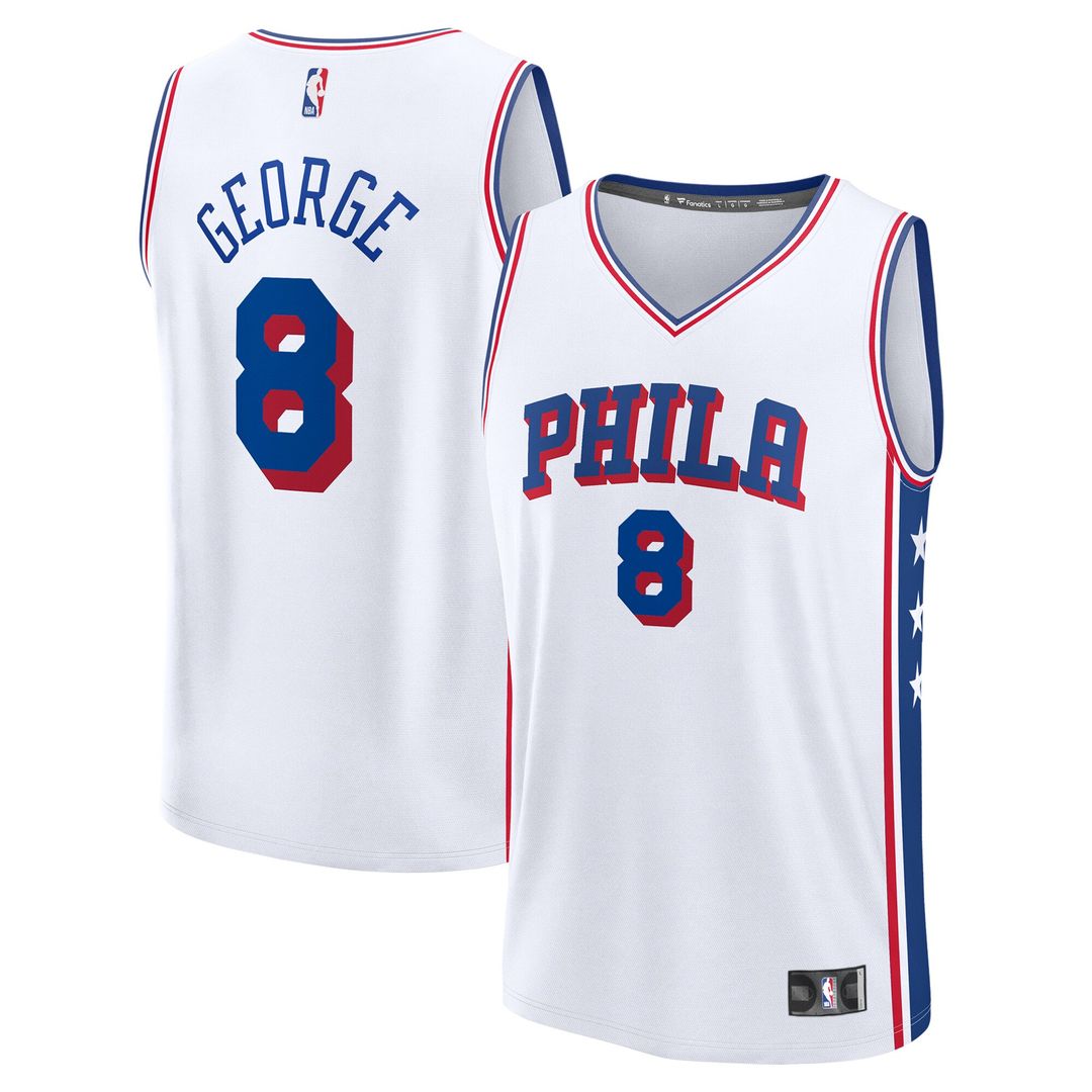 Philadelphia 76ers Paul George Fanatics Youth Fast Break Replica Player Jersey - Association Edition - White Team Jersey Sports Fan Apparel