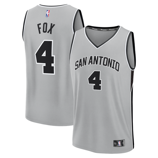 San Antonio Spurs De'Aaron Fox Fanatics Fast Break Jersey - Statement Edition - Silver Team Jersey Sports Fan Apparel