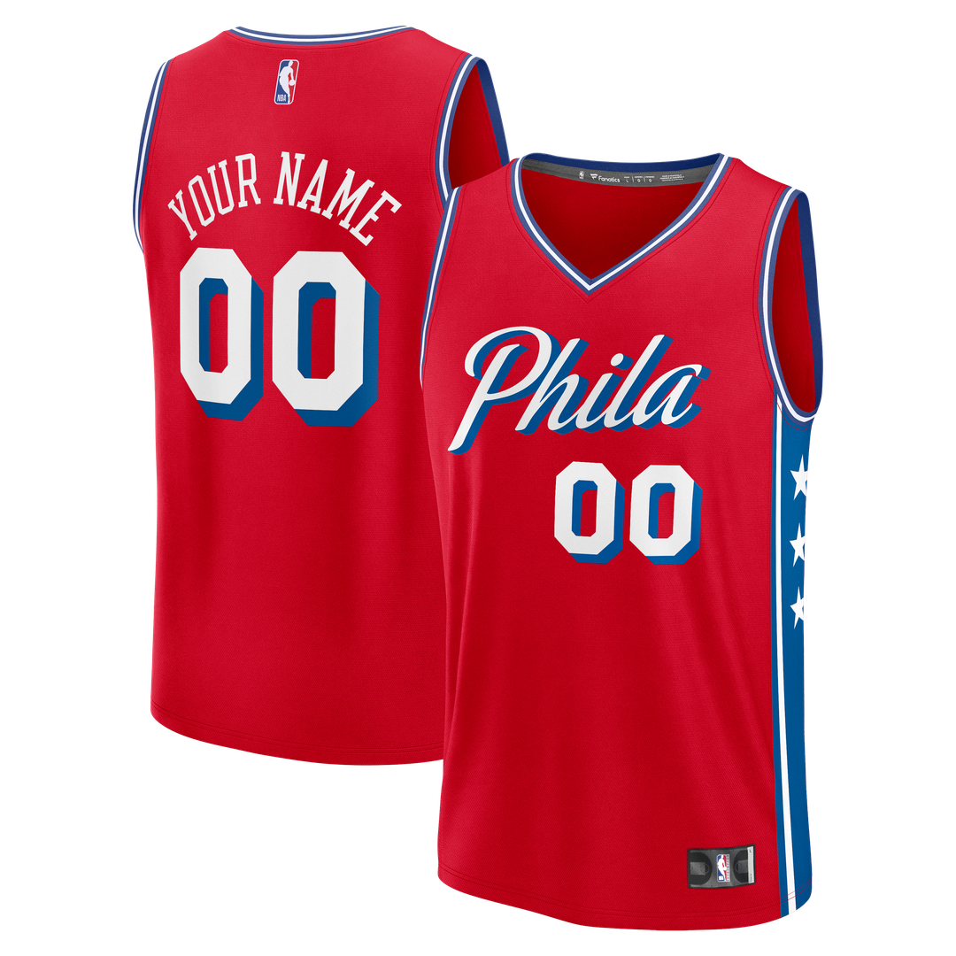 Philadelphia 76ers Fanatics Fast Break Custom Jersey - Icon Edition - Red Team Jersey Sports Fan Apparel