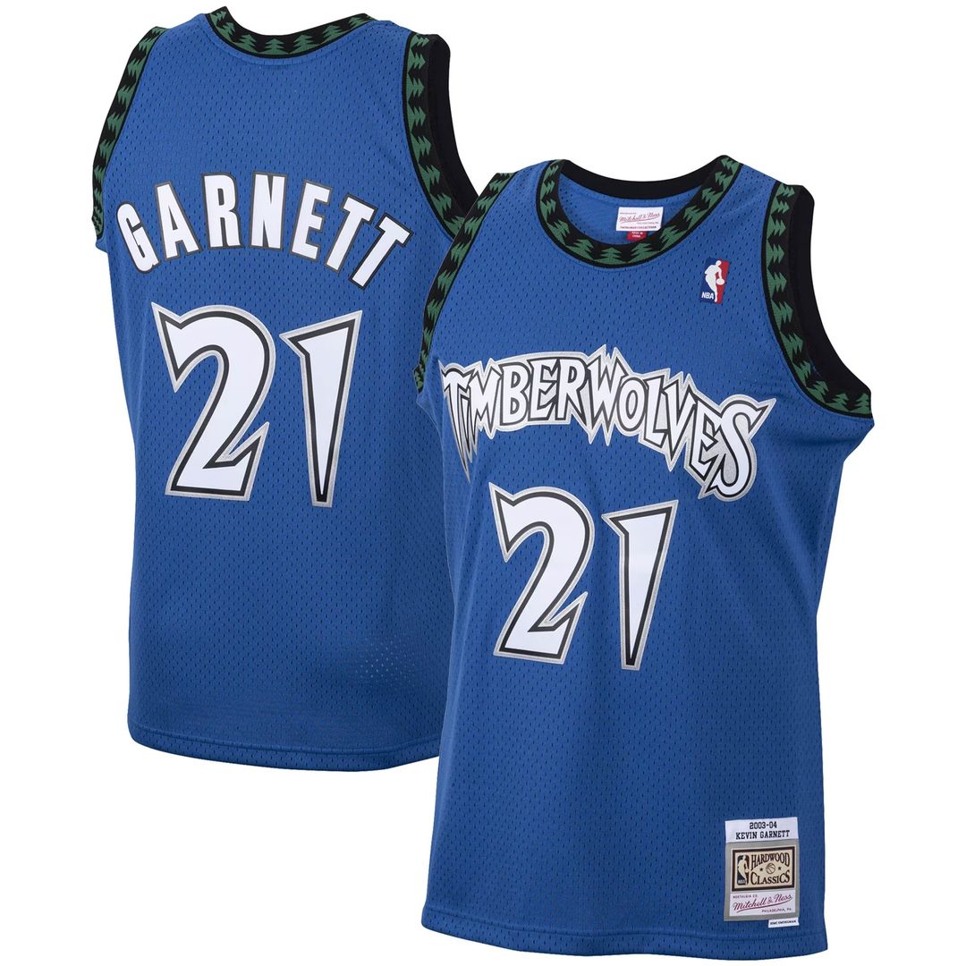 Minnesota Timberwolves Kevin Garnett Mitchell & Ness Big & Tall 2003/04 Hardwood Classics Swingman Jersey - Blue Team Jersey Sports Fan Apparel